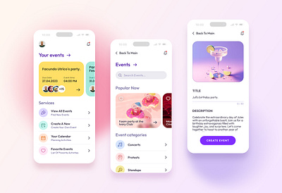 Events App for a Helix Game app components event flat games graphic design kit minimalistic ui ux