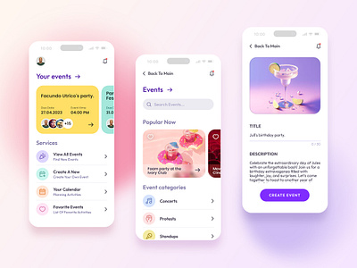 Events App for a Helix Game app components event flat games graphic design kit minimalistic ui ux