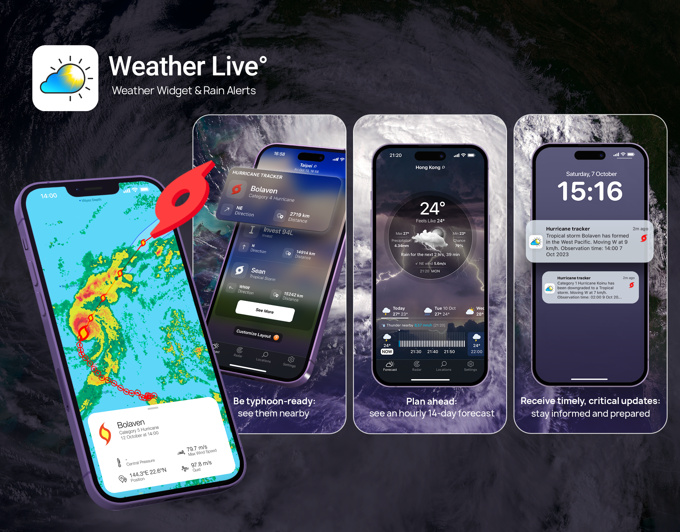 ASO design for Weather Live air quality alert app app store branding design graphic design illustration radar raphic design screenshots tornado tornado storm typography ui vector weather weather live widget