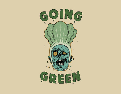 Going Green food funny green illustration illustrator nature plant tshirt design vegetarian zombie