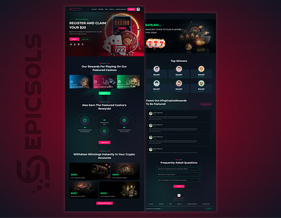 casino landing page adobe appdesign bannerdesign casinolandingpage epicsols figma figmadesign homepagedesign labeldesign landingpagedesign mockup mockupdesign ui uidesign uiuxdesign ux uxdesign webdesign