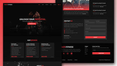 Majer Fitness - Website Design app black design fitness minimal modern red ui ux webdesign website