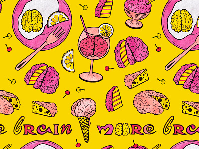 Need more brain cartoon design illustration print seamless pattern typography