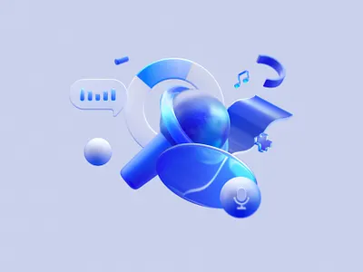 Voice 3D ICON 3d blue branding c4d design graphic design icon microphone music ui