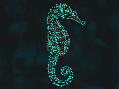 Seahorse design illustration textile typography