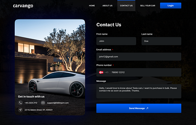 Contact Us Page - Buy Tesla Car Design 2024 app branding concept contact us contact us page design redesign ui ux ui web