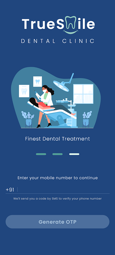 Onboarding adobexd app application carousel clinic contact dental dentist design figma illustration login mobile onboarding otp ui