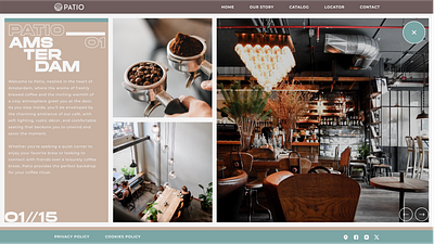 PATIO -premium coffeeshop- website (concept)_popup barista coffee coffeeshop design figma identity patio premium ui uiux uxui web webdesign website