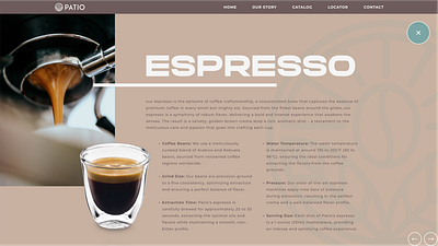 PATIO -premium coffeeshop- website (concept)_espresso detail barista coffee coffeeshop concept detail espresso popup premium ui uxui web webdesign website