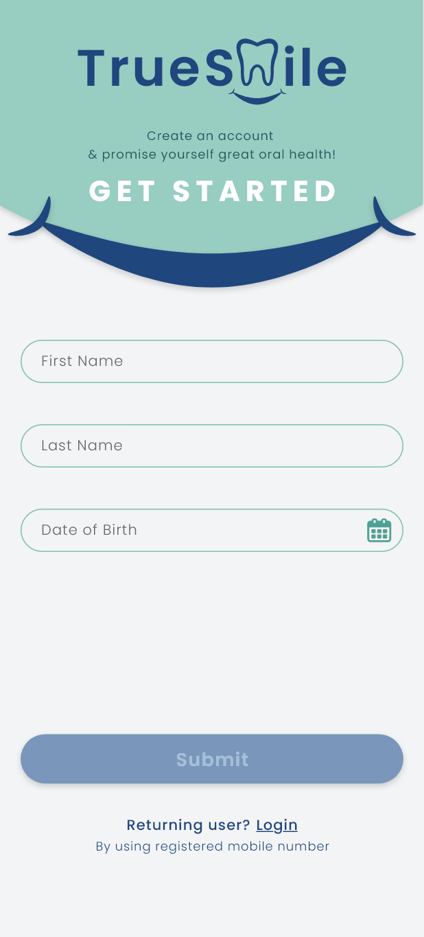 Create an account account clinic contact create dental dentist design form getstarted illustration new signup smile truesmile ui