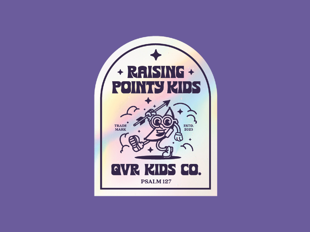 Raising Pointy Kids - Holo Sticker bow and arrow holographic holographic sticker pointy pointy kids quiver qvr qvrkids sticker