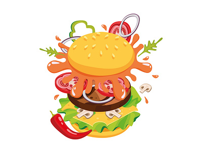 Flat Design Illustration In Adobe Illustrator : fast food adobe illustrator branding design fast food flat food graphic design illustration shawarma vector vegetables
