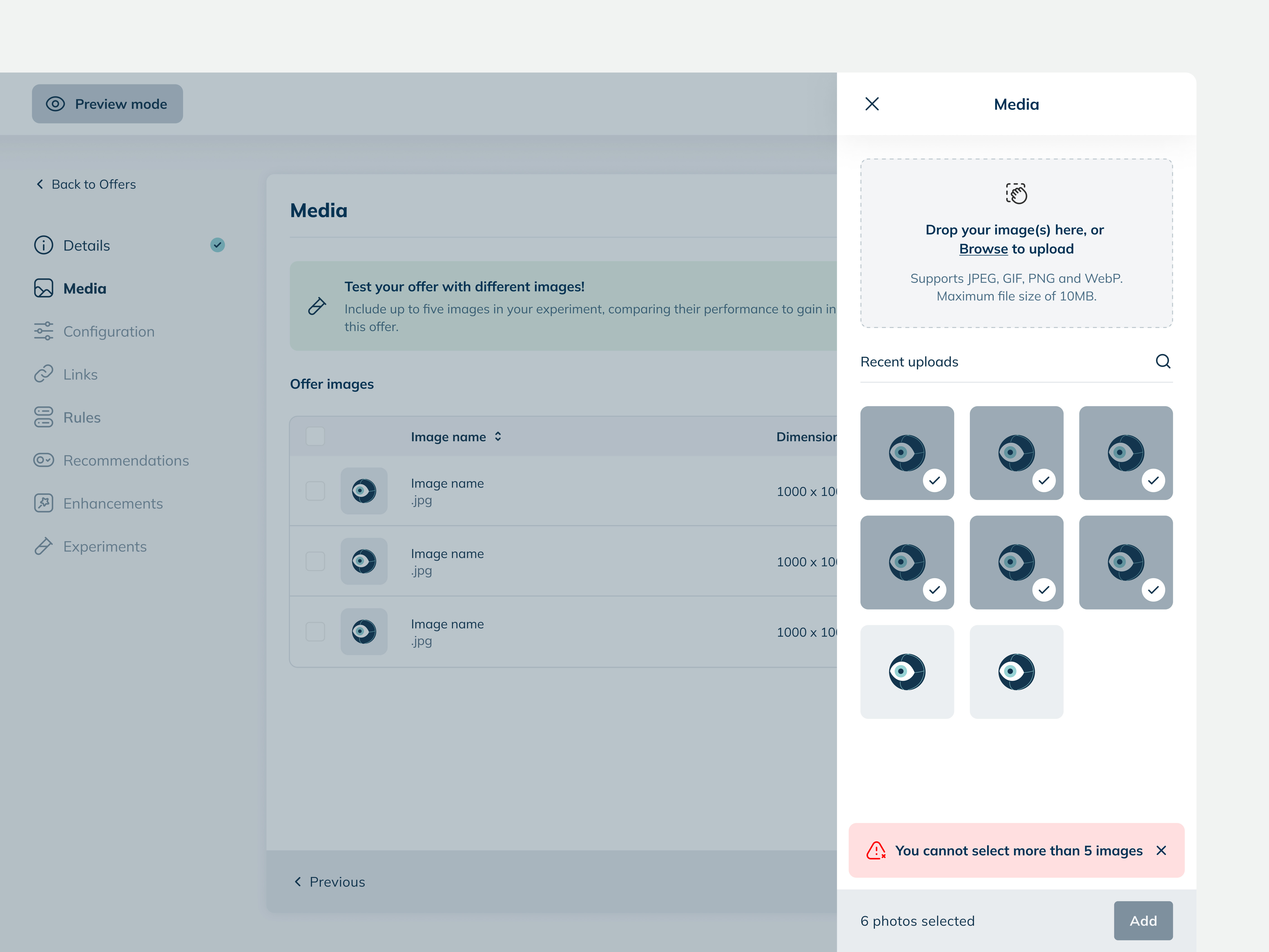 Media upload drawer for SaaS platform app figma mediaupload productdesign saas software ui uidesign ux uxdesign
