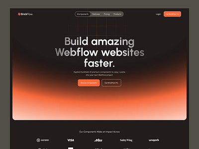 Webflow Component Library - BrickFlow branding design doradesign figma graphic design itsrehanraihan logo opacityauthor sass ui ui design ux webflow