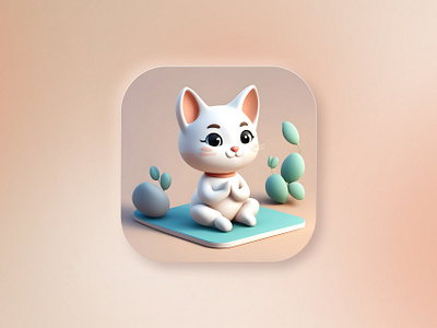 Yoga Cat App Icon app appicon balance cat cutecat fitness icon mindfulness relaxation ui yoga yogacat yogapose