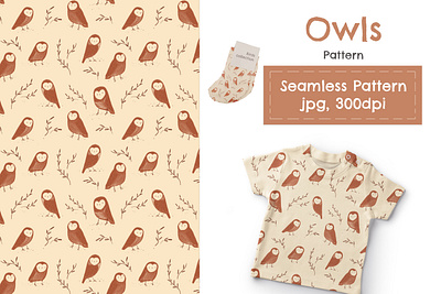 Barn Owls seamless pattern bundle character design design fabric illustration owl owls pattern repetitive seamless textille