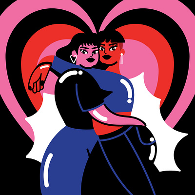 lez girls 2d alternative color couple feminism flat girlfriends girls heart illustration lesbian vector