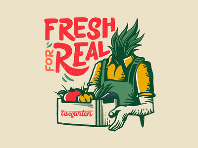 Fresh for Real Illustration badge branding illustration lettering logo sticker typography vector vegetables