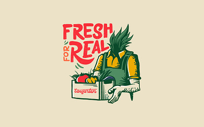 Fresh for Real Illustration badge branding illustration lettering logo sticker typography vector vegetables