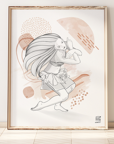 'Ori Tahiti dancer Poerani dancer tahiti illustration portrait