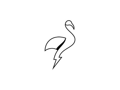 One line electric flamingo logo concept bolt branding electric flamingo logo minimal one line