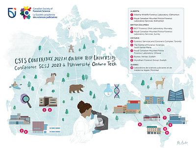 Canadian Forensic Lab Map - Ontario Tech University building illustration canada map event map illustrated map map map art map illustration map maker map of canada maps