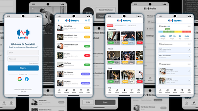 LanceFit (fitness app) app application design fitness fitness app mobile app prototype ui ui design ux ux design