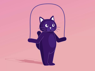 Rope skipping 2d animation after affects cat character frame by frame illustration lottie rope rope skipping tail