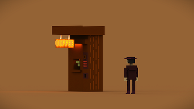 Something's wrong, but it's not that bad anyway 3d character characterdesign coffeelove design digitalart fantasyart glowingscene graphic design illustration magicavoxel voxel art voxelcreation voxelscene voxelworld