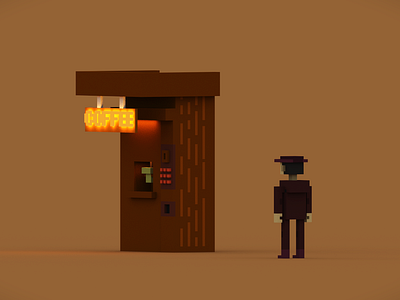 Something's wrong, but it's not that bad anyway 3d character characterdesign coffeelove design digitalart fantasyart glowingscene graphic design illustration magicavoxel voxel art voxelcreation voxelscene voxelworld