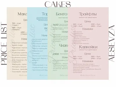 Дизайн прайса кондитера branding design figma inst ui веб дизайн дизайн
