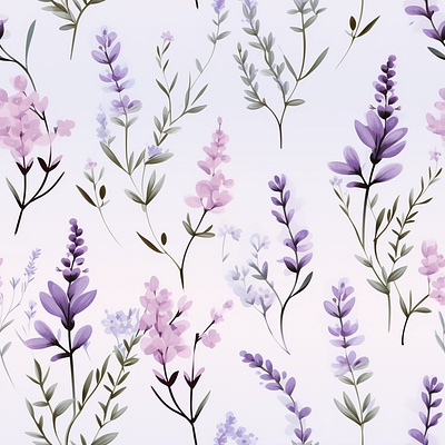 Seamless lavender florals art work design graphic design illustration pattern seamless pattern