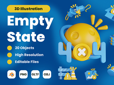 3D Empty State Illustration 3d 3d blender 3d icon 3d icons 3d illustration 3d modeling 404 branding design empty state error graphic design icon iconography illustration not found ui