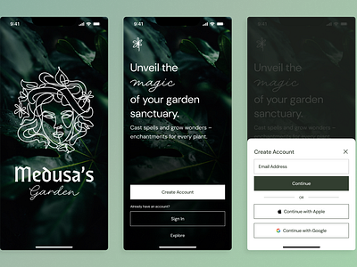 Medusa's Garden concept fun mobile ui