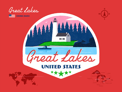 Great Lakes · United States badge design graphic design illustration label luggage sticker sticker travel travel sticker typography