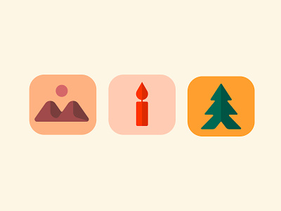 Random ICONS branding candel icon iconography mountain tree typography