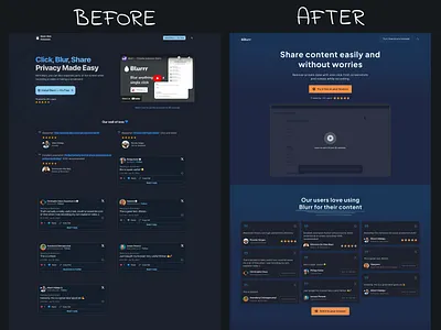 Blurrr Web extension landing redesign. ui webdesign