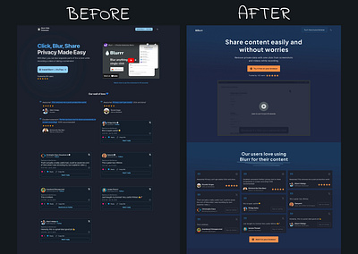 Blurrr Web extension landing redesign. ui webdesign