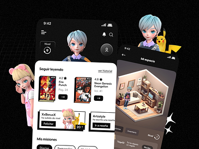 Manga App Preview anime branding gamification graphic design manga platform product design reading app ui ux