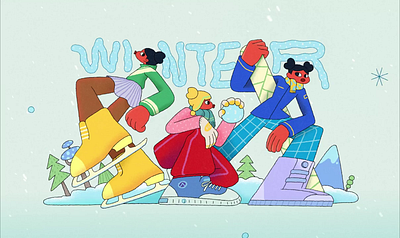 winter animation board brandingillust design graphic design illstrator illust illustration photoshop skate snow sports winter