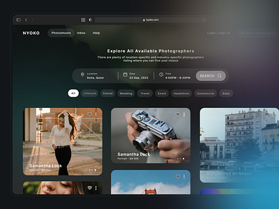 Nyoko: Elevating Visual Storytelling for Photographers dribbbleshowcase ui uiux visualstorytelling