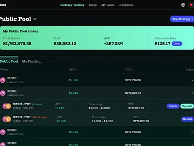 A decentralized finance DApp page crypto design ui ux web web3