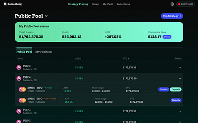 A decentralized finance DApp page crypto design ui ux web web3