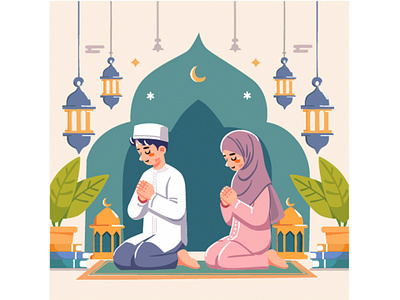 Ramadan Kareem Mubarak Illustration celebration eid festival greeting illustration islamic kareem lantern moon mubarak muslim prayer ramadan ramadhan vector