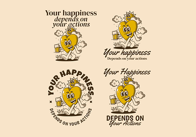 Your happiness depends on your action beer illustration