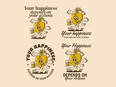 Your happiness depends on your action beer illustration