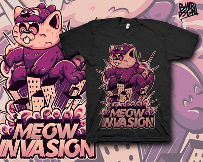 meow invasion art artwork cartoon character character cartoon clothing design illustration merch