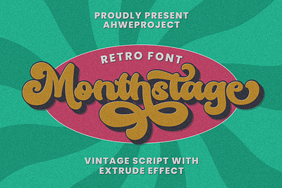 Monthstage - Vintage Script with Extrude Style clothing font