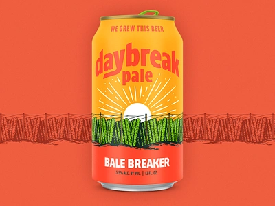 Daybreak Pale beer branding craft beer day farming field hops illustration packaging sun sunrise yakima