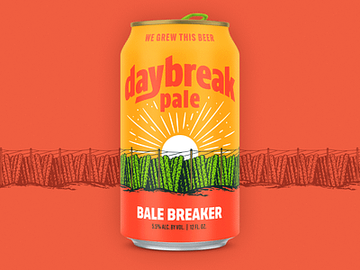 Daybreak Pale beer branding craft beer day farming field hops illustration packaging sun sunrise yakima